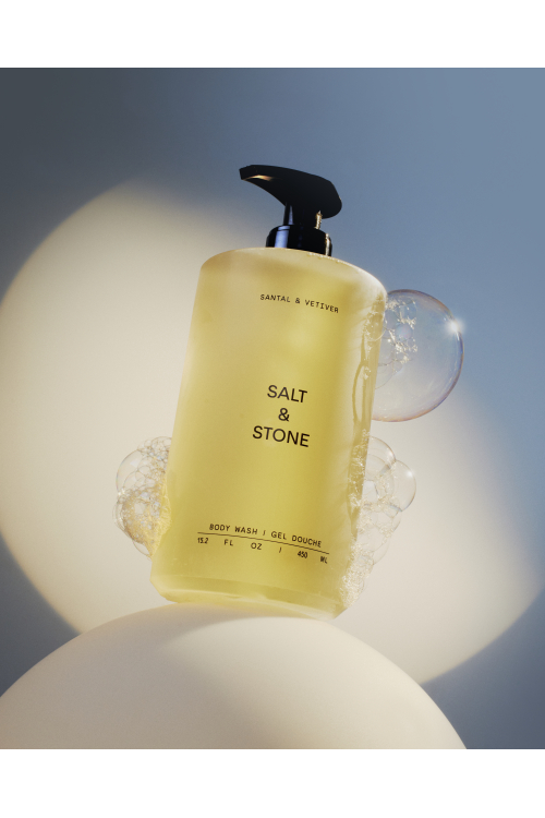 Антиоксидантний гель для душу з ароматом сандалового дерева та ветиверу SALT & STONE, 450 ml														